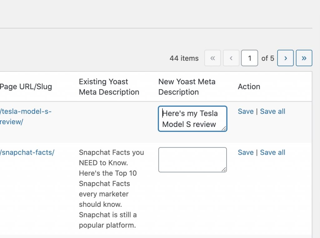 editing the YOAST Meta description
