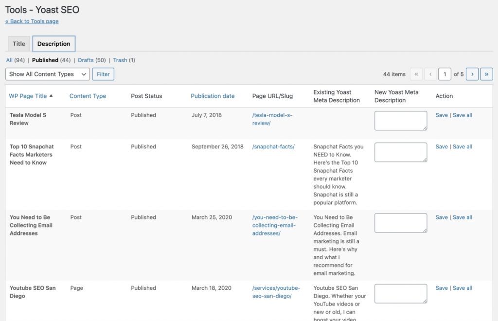 How to Change Titles and Descriptions Fast YOAST SEO Tools Bulk Editor
